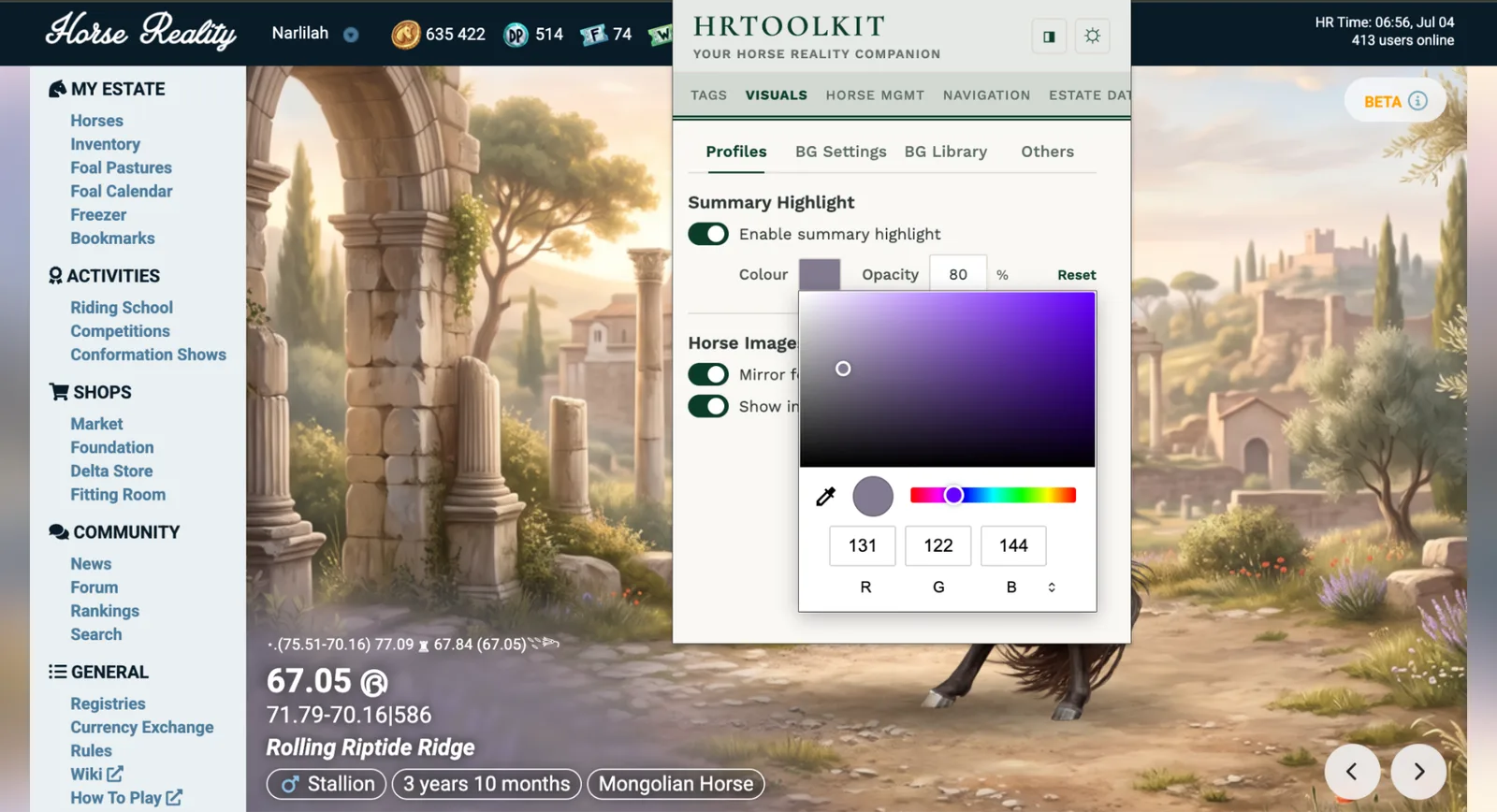 Summary highlight interface